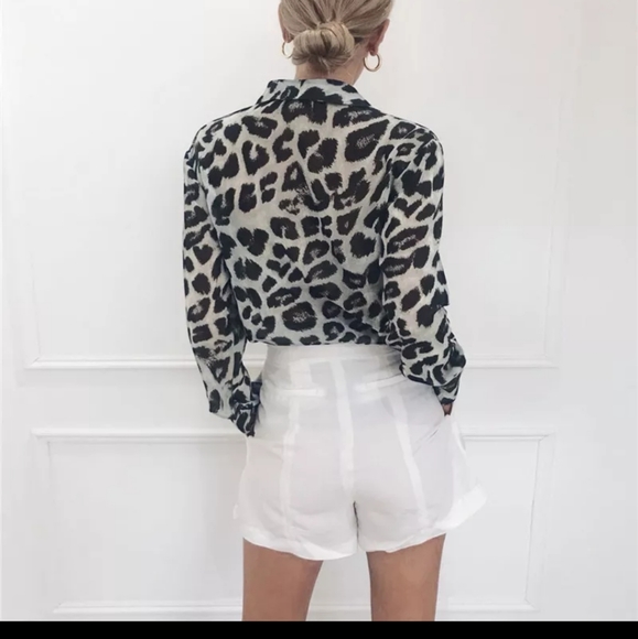 Grey Leopard Print Blouse - Picture 3 of 7